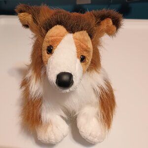 EUC ~Vintage Ganz Webkinz Collie Plush Toy Brown White 9" Stuffed Animal NO CODE